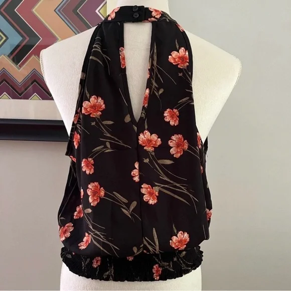 Sienna Sky Black and Red Orange Floral Blouse - Picture 3 of 7
